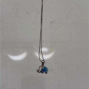 Elephant Pendant Necklace with Blue and Silver Accents